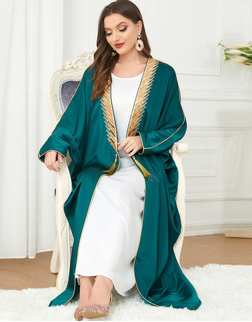 Casual Style Tassel Front Open Abaya for Women